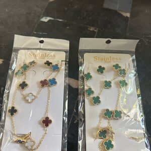 Clover Necklace Set - Gold and Green or multicolor / $35 each